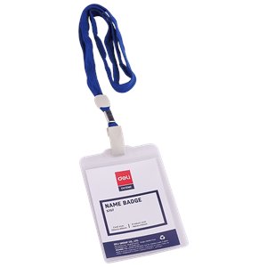 Identyfikator pionowy ze smyczą holder Deli 70x105MM opakowanie 50 sztuk zestaw