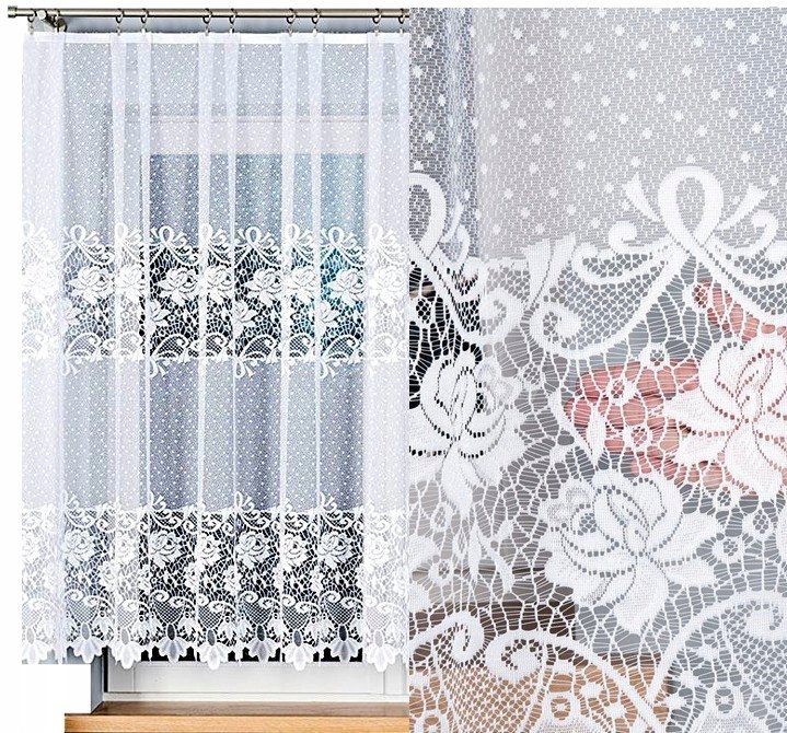 Firana żakardowa DEMETRIA 500x150cm prosta (gotowa) z obszyciem