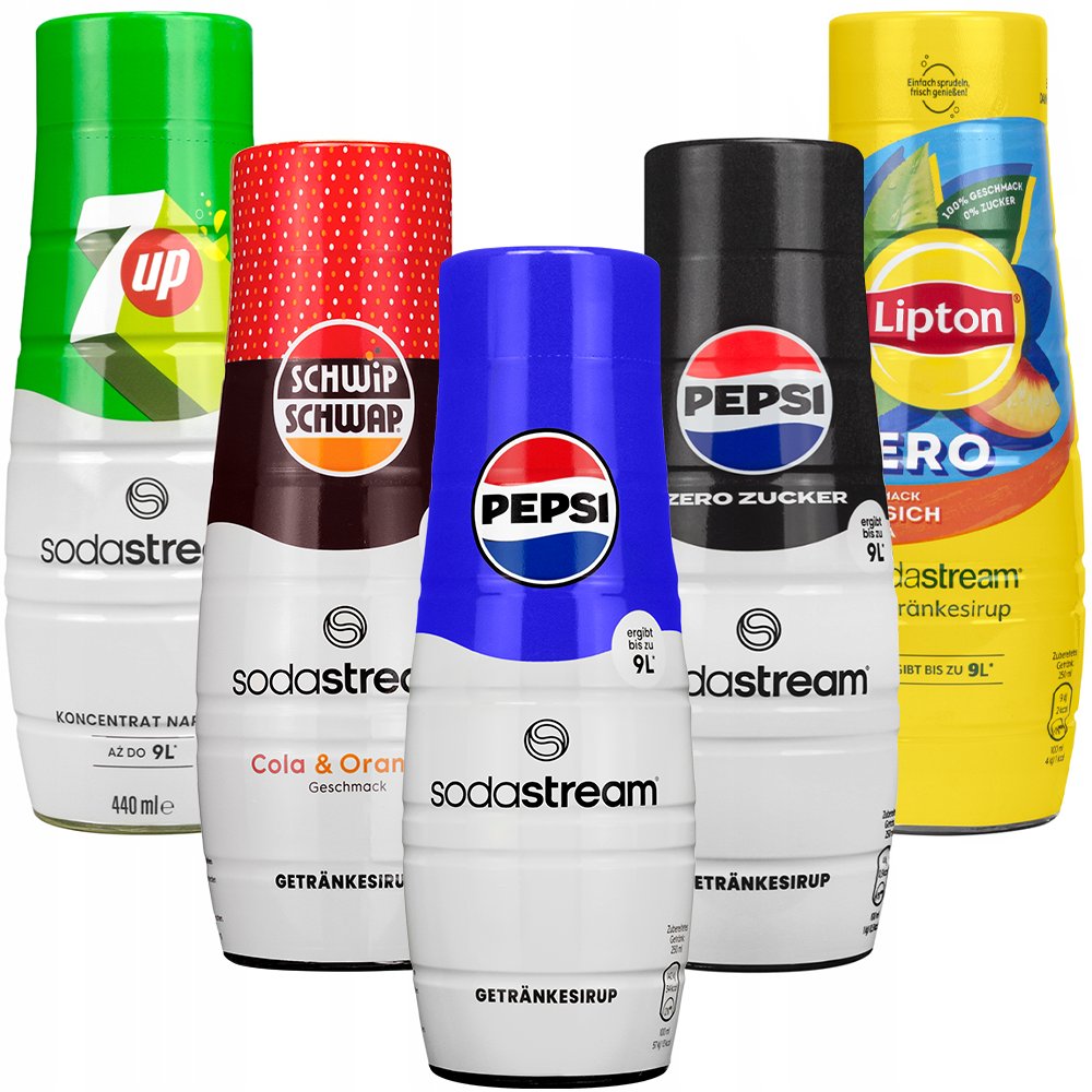 5x SYROP SODASTREAM 7UP PEPSI LIPTON SCHWIP SCHWAP KONCENTRAT DO SATURATORA