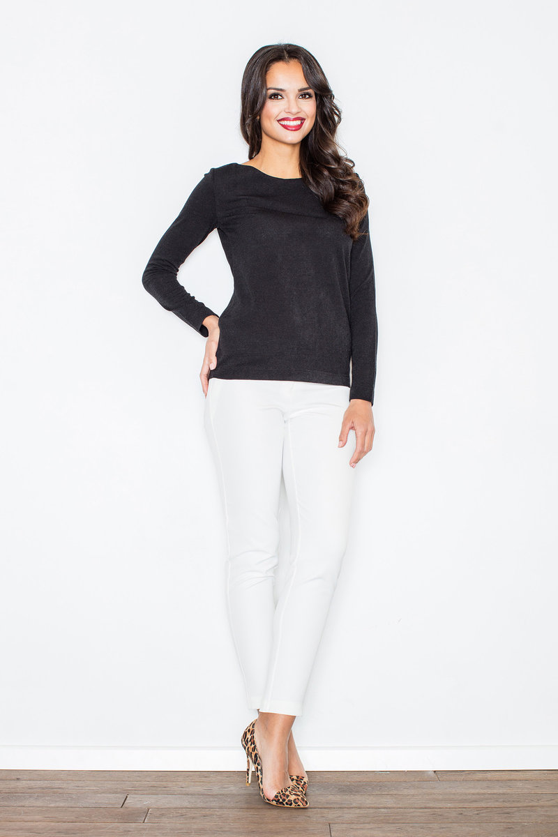 Sweter damski z wiązaniem z tyłu - czarny M244 rozmiar L