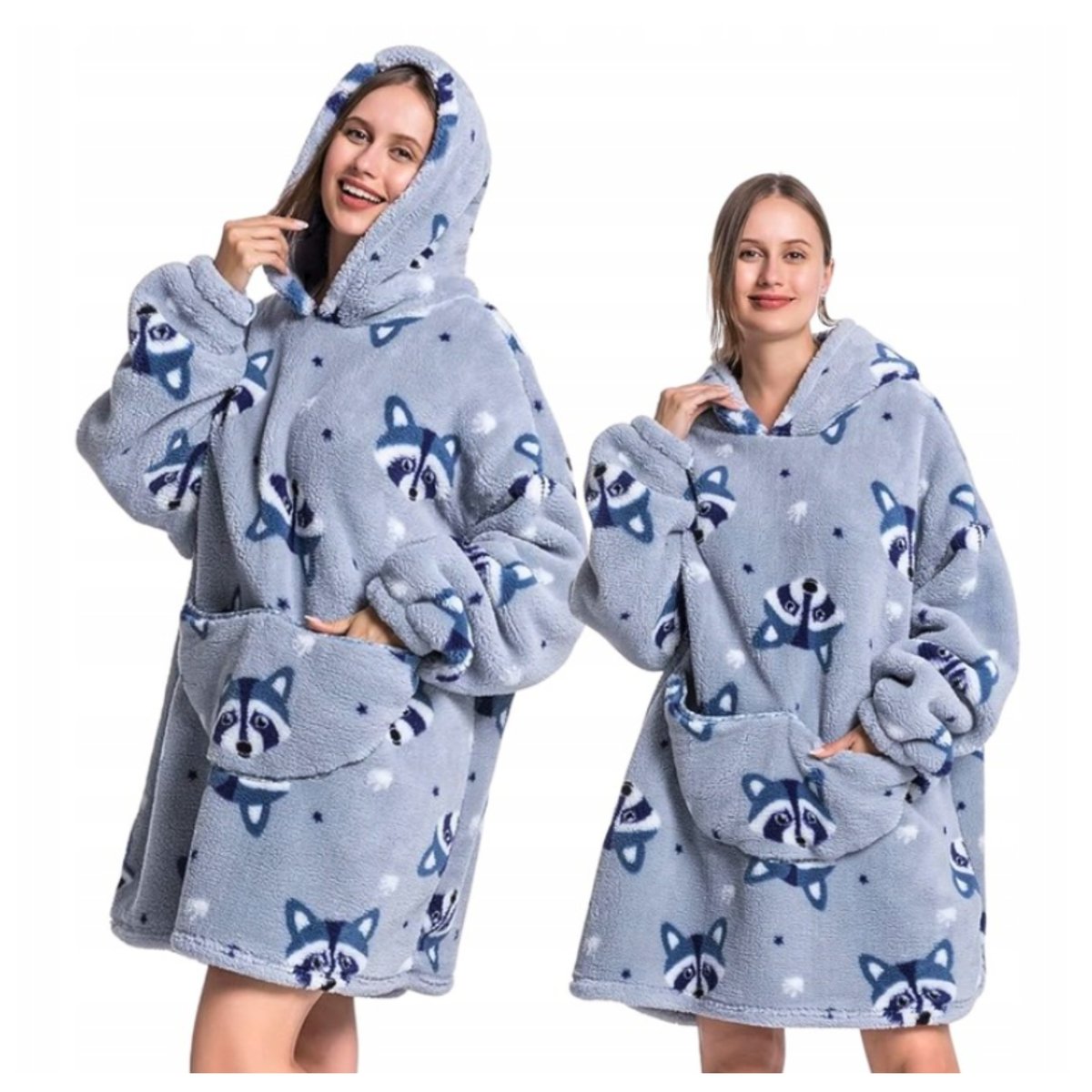 KOC BLUZA Oversize Kocobluza Cieplutka 2w1 Szop Pracz Szopek Długa Kocyk