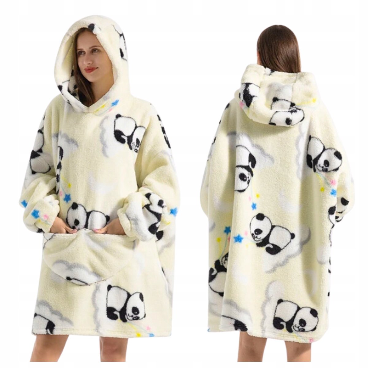 KOC BLUZA Oversize Kocobluza Cieplutka 2w1 Panda Koala XXL Długa Kocyk