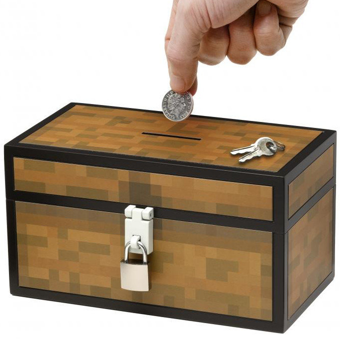 Minecraft Skarbonka - SKRZYNIA na Przedmioty i Monety zamykana na Kłódkę