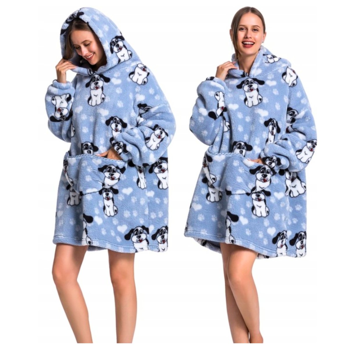 KOC BLUZA Oversize Kocobluza Cieplutka 2w1 Piesek Pies XXL Długa Kocyk