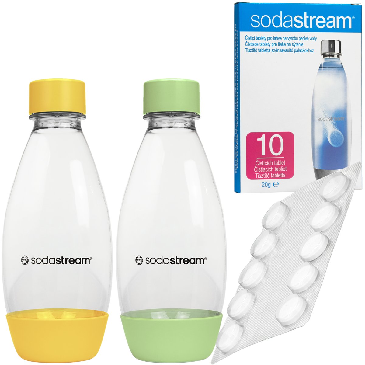 2x BUTELKI DO SATURATORA SODASTREAM 0,5L BPA FREE + TABLETKI CZYSZCZĄCE