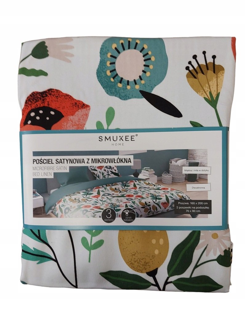 Pościel satynowa z mikrowłókna, ŁĄKA KWIETNA 160x200 nowa