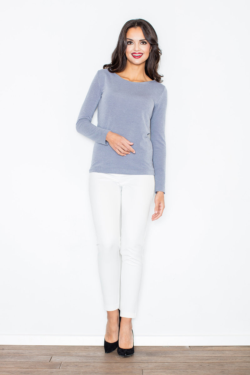 Sweter damski z wiązaniem z tyłu - szary M244 rozmiar XL