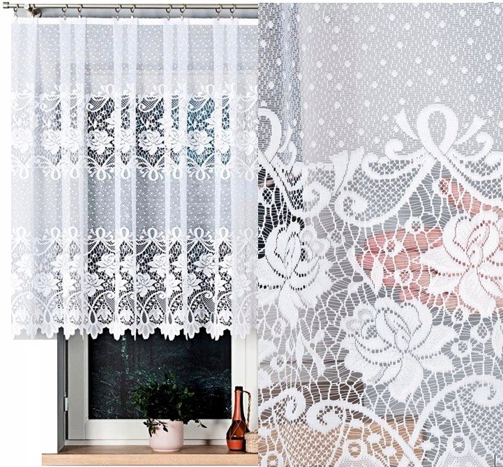 Firana żakardowa DEMETRIA 400x120cm prosta (gotowa) z obszyciem