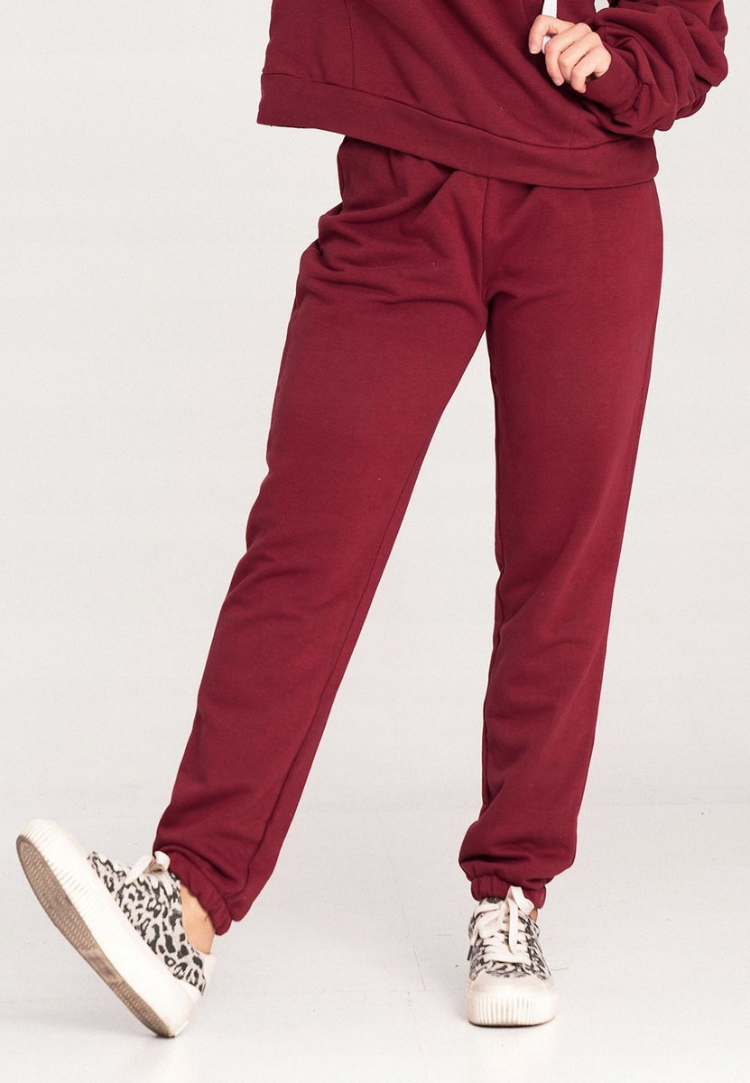 Spodnie joggery damskie - spodnie dresowe damskie - bordowe M1056 r. L