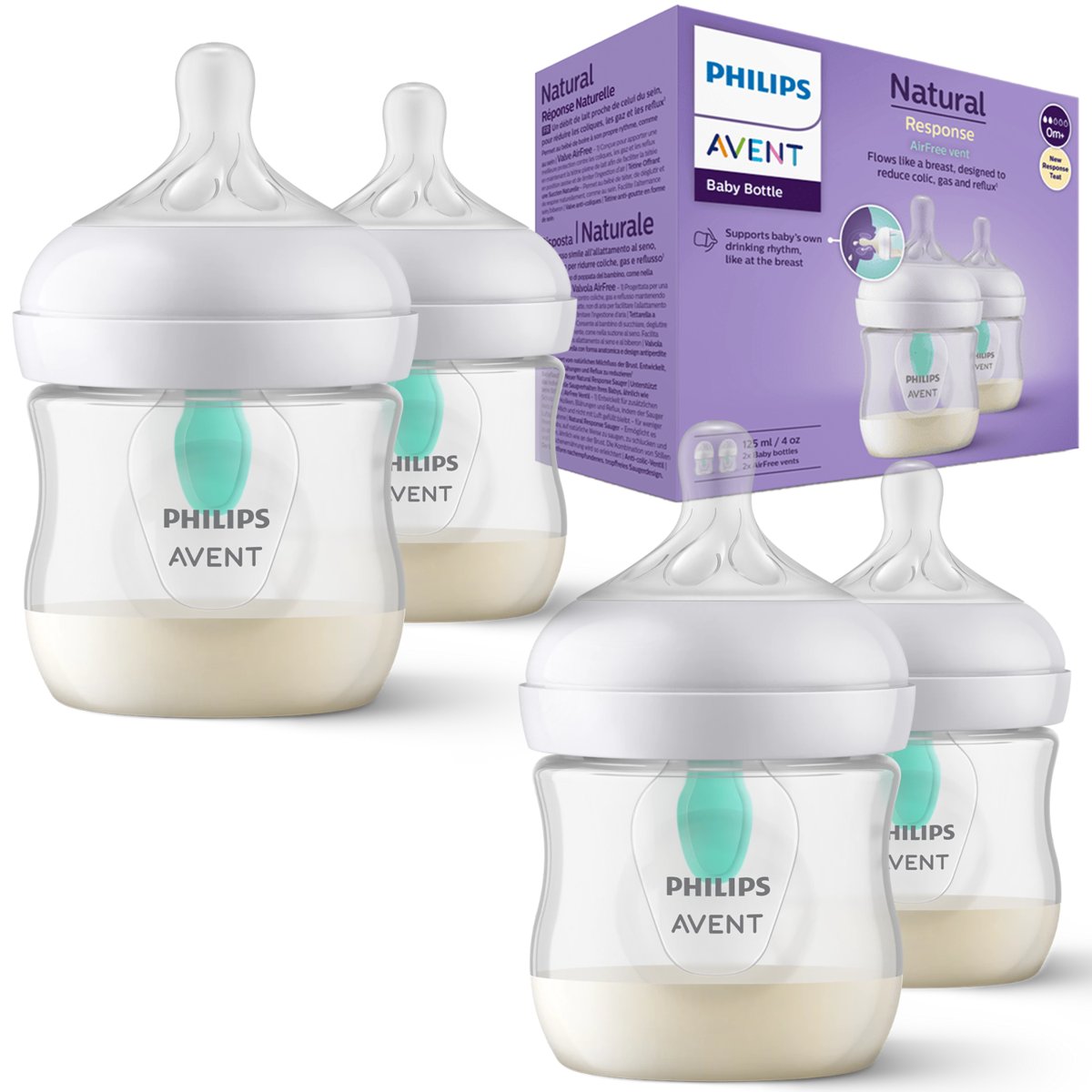 Butelka Philips Avent Natural Response Antykolkowa Dla Dzieci 0M+ 4 Sztuki