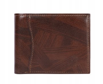 Portfel Męski Skórzany Brązowy Składany Elegancki na Prezent P54
