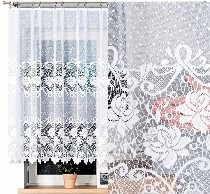 Firana żakardowa DEMETRIA 300x140cm prosta (gotowa) z obszyciem