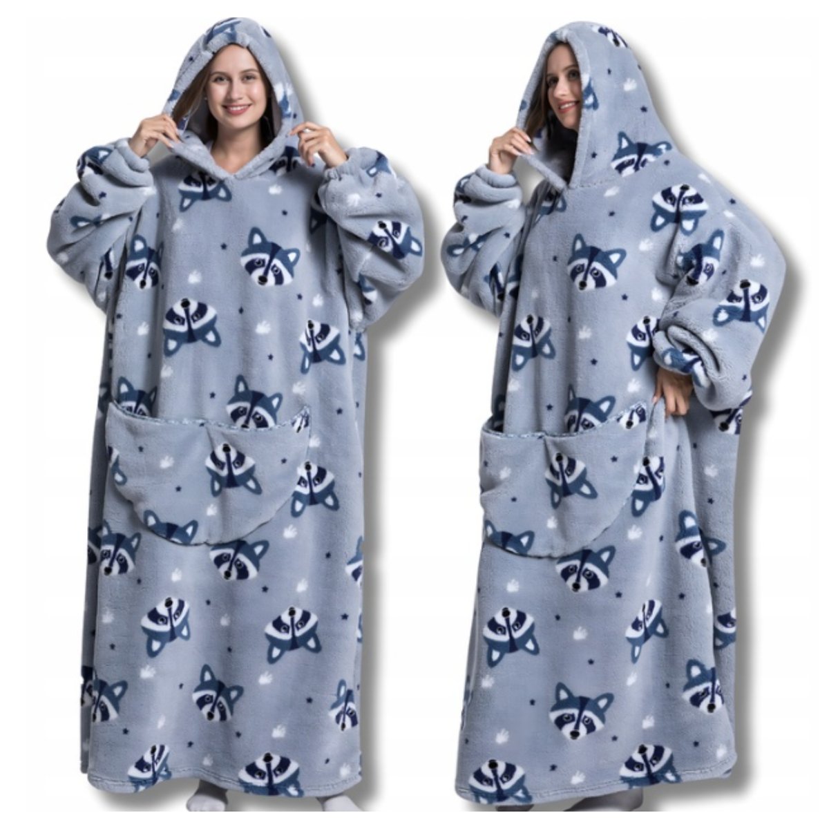 KOC BLUZA Oversize Kocobluza Cieplutka 2w1 Szop Pracz Szopek Długa Kocyk