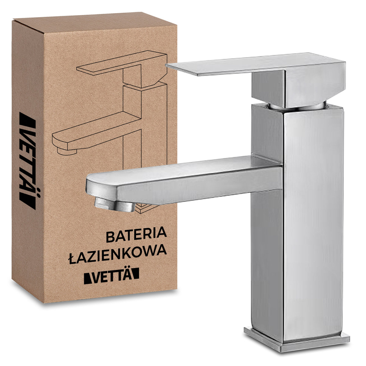 VETTÄ Bateria stojąca umywalkowa kran do umywalki zlewu chromowa niska
