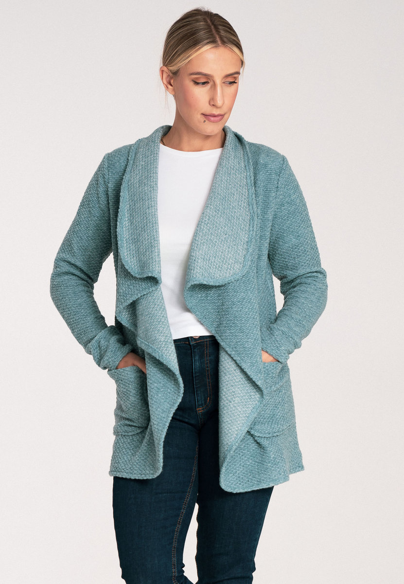 Kardigan damski - kardigan z wełną - kardigan miętowa M1043 rozmiar XL