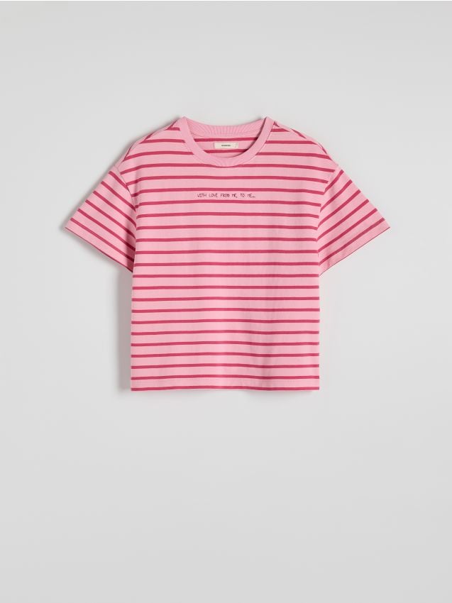 Reserved - T-shirt z haftowanym napisem - wielobarwny