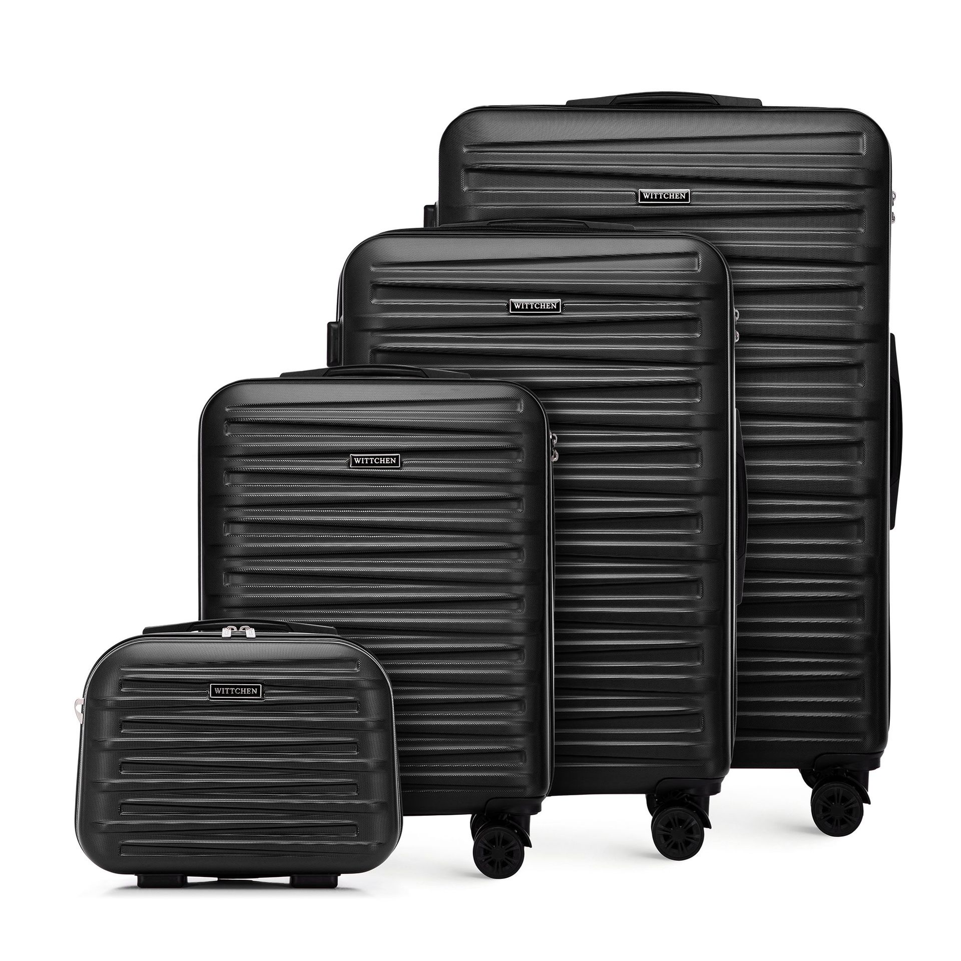 Komplet walizek z ABS-u w poziome tłoczenie czarny