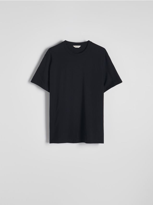Reserved - Bawełniany t-shirt regular - czarny