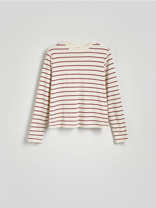 Reserved - Longsleeve z merceryzowanej bawełny - czerwony