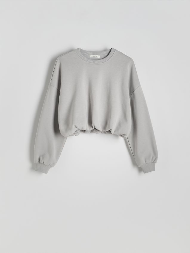 Reserved - Krótka bluza ze ściągaczem - jasnoszary