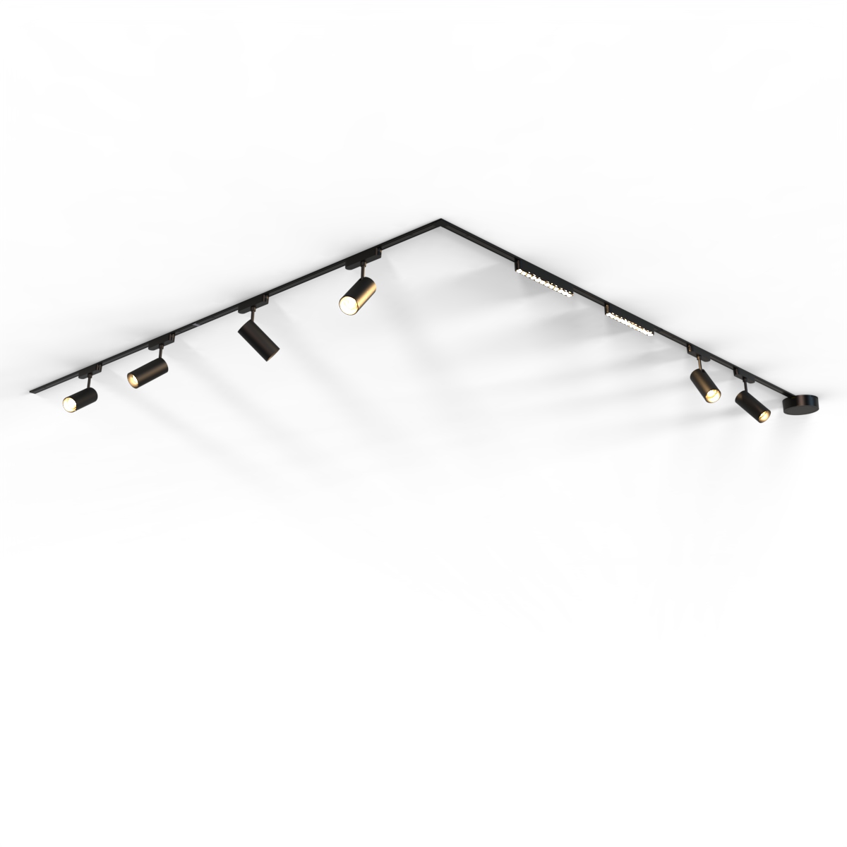QAZQA System oświetlenia szynowego z 6 reflektorami i 2 lampami sufitowymi, czarny, 1-fazowy - Magnetic Gert Puntua