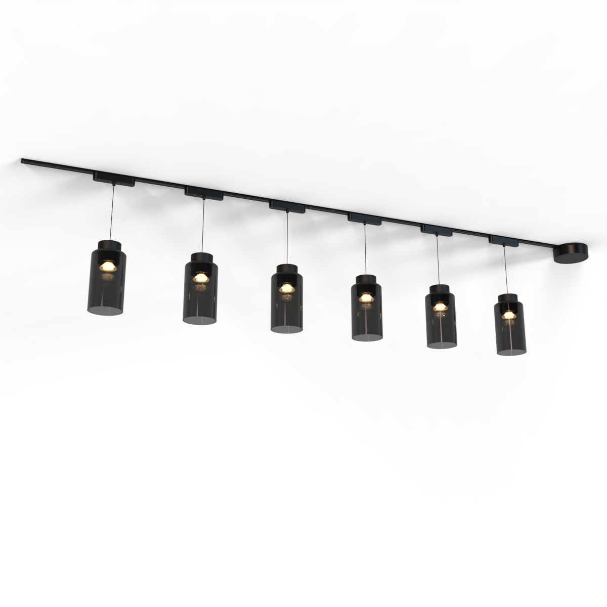 QAZQA Nowoczesny system oświetlenia szynowego z 6 czarnymi lampami wiszącymi 1-fazowymi - Magnetic Vance