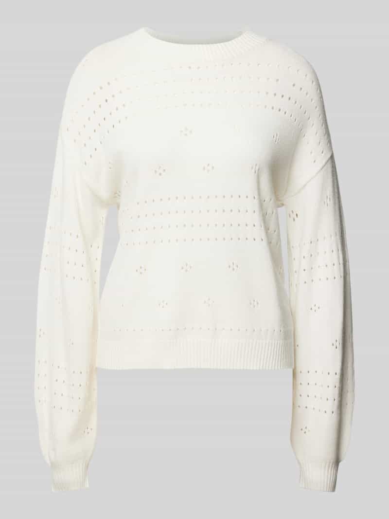 Sweter z dzianiny z haftem angielskim model ‘RIL’