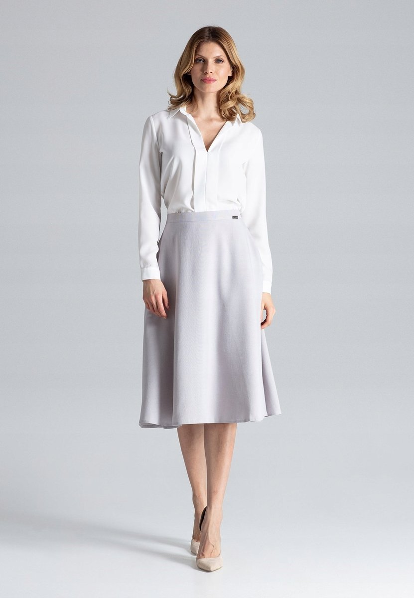 Elegancka SPÓDNICA rozkloszowana KRYTY ZAMEK szara XL