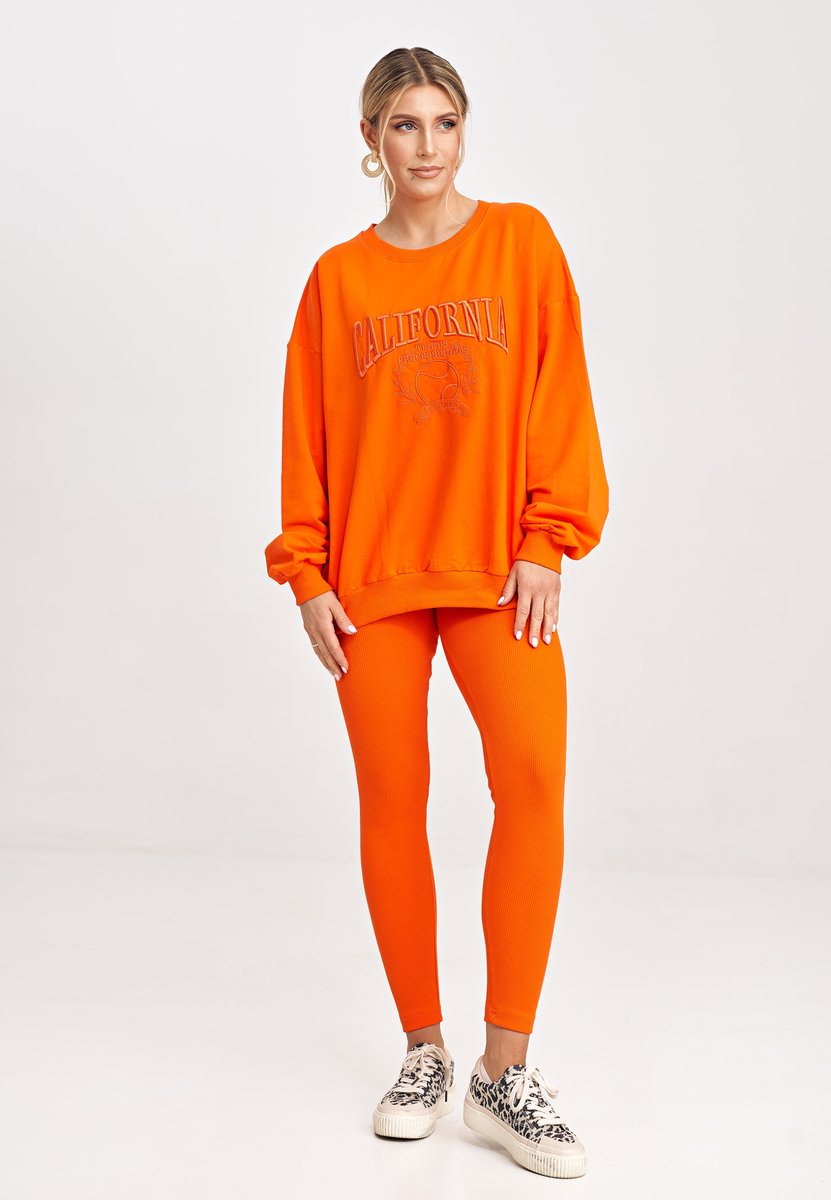 Komplet leginsy i bluza BLUZA OVERSIZE i legginsy Pomarańcz r. UNI
