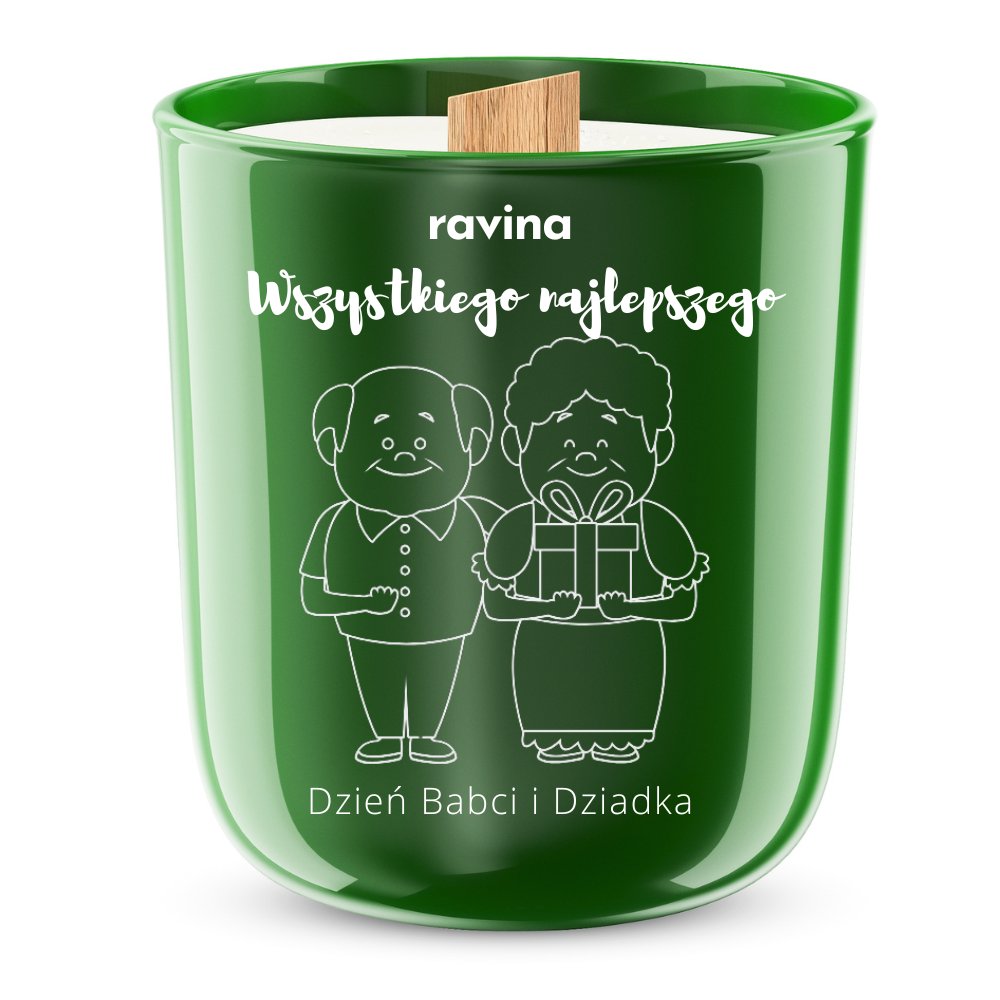 DZIEŃ BABCI I DZIADKA świeca sojowa świeczka zapachowa na prezent zapach lasu / sosny RAVINA