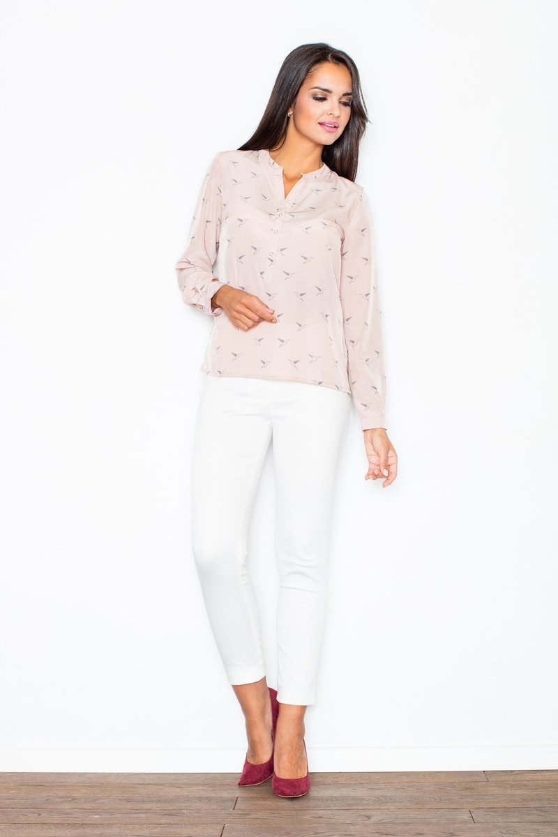 Wygodna KOSZULA damska z wzorem w ptaki różowy XL