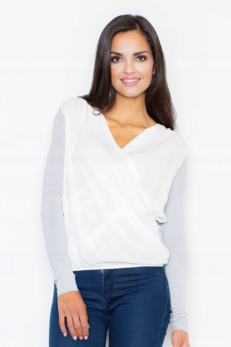 Kopertowa BLUZKA damska DŁUGIE RĘKAWY ciemna szara XL