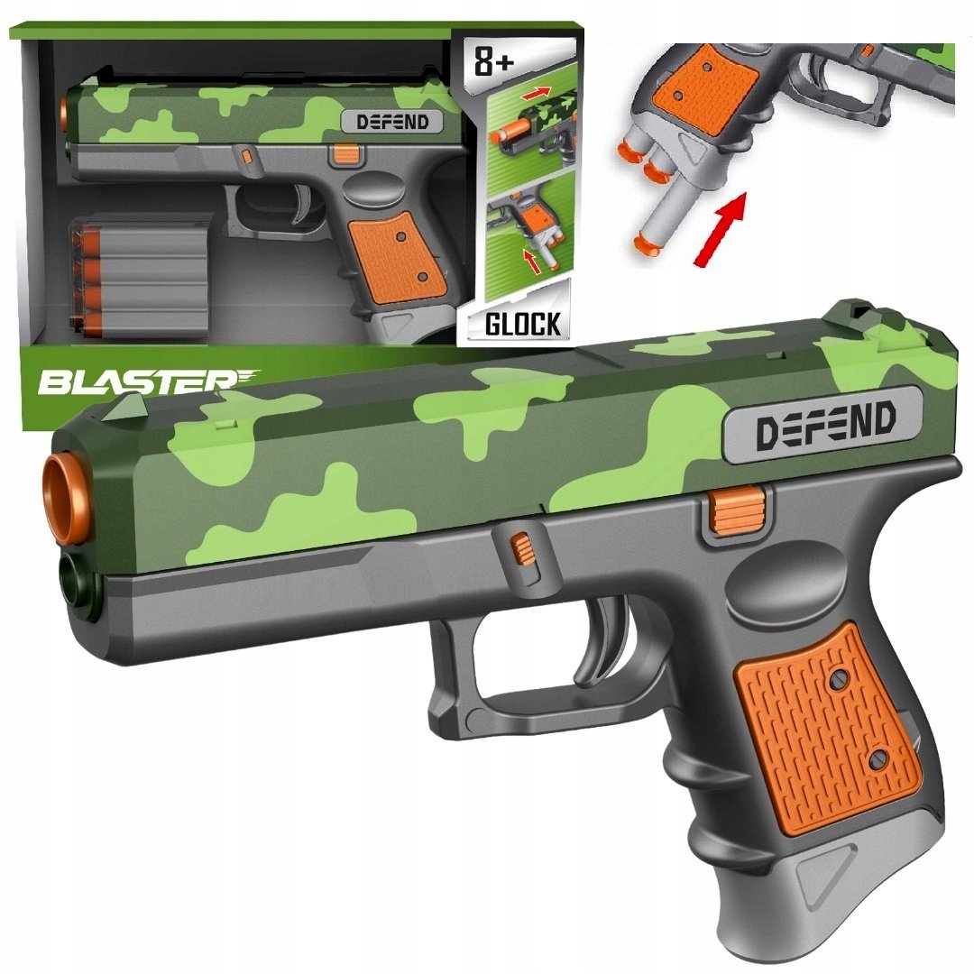 Pistolet Glock Na Strzałki Naciągany Wyrzutnia Z Naciągiem + 8 Strzałek