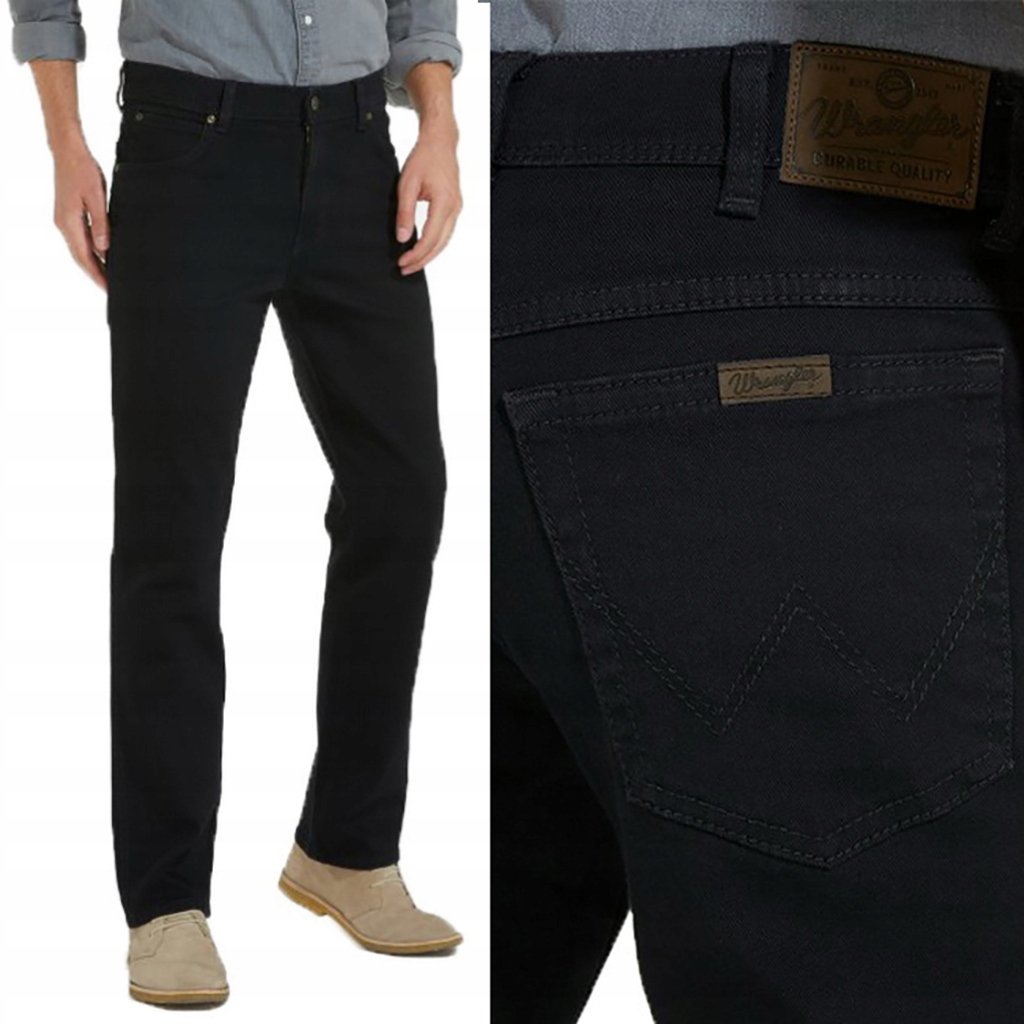 Wrangler Regular Black Durable Jeans Czarne Spodnie Jeansowe W34 L36