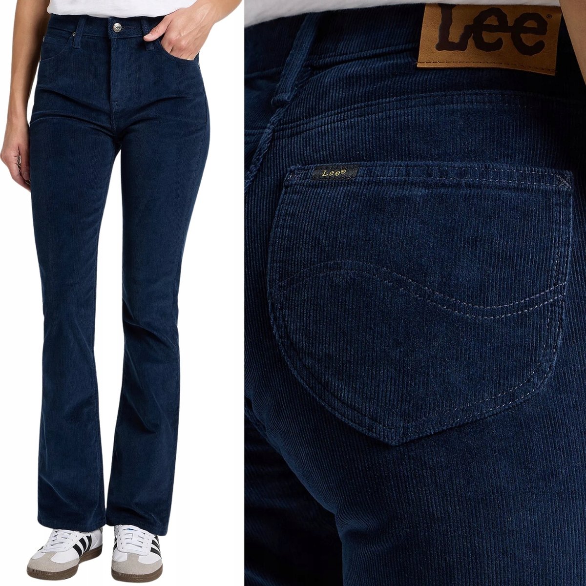 Lee Breese Boot Bootcut Navy Granatowe Rozszerzane Damskie Sztruksy W32 L31