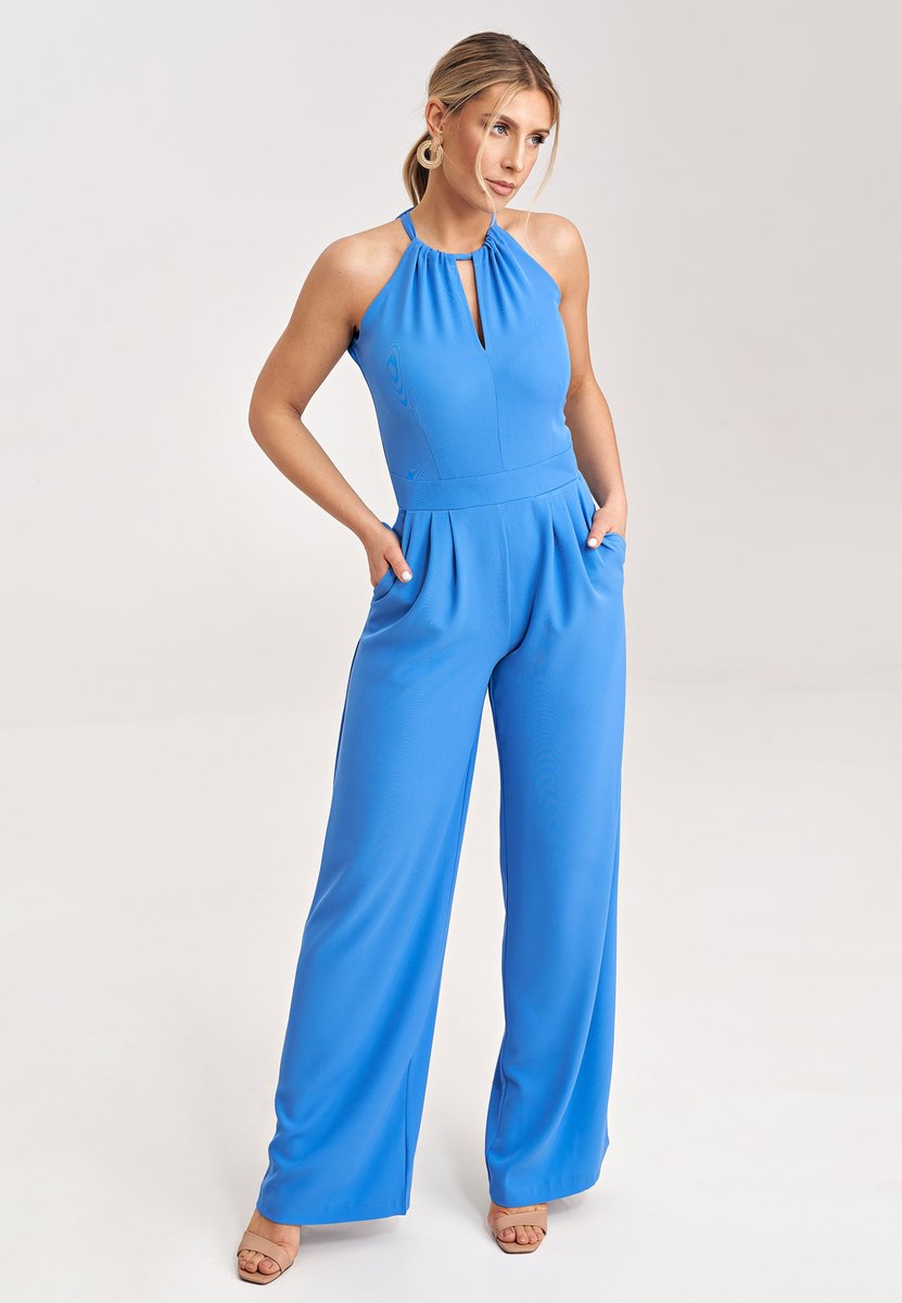 Kombinezon damski elegancki BEZ RĘKAWÓW SZEROKIE NOGAWKI L/XL