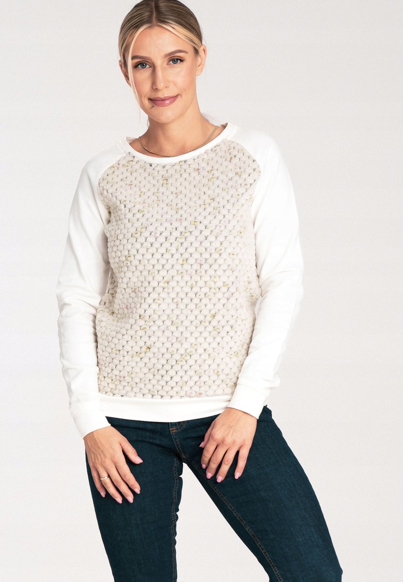 Bluza damska bez kaptura Bluza dresowa damska z wełną Ecru S