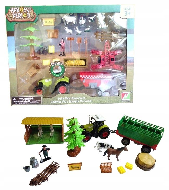 Zestaw Farma Traktor Światło Dźwięk Z Figurką 15 Elementów