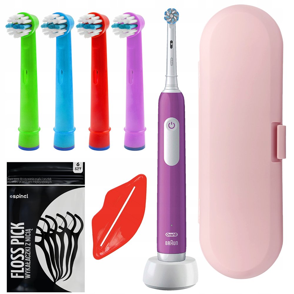 Zestaw Szczoteczka Elektryczna Oral-B Junior Pro 6+ Fiolet + Końcówki Etui