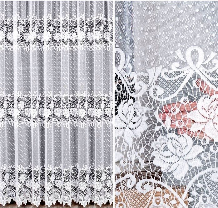 Firana żakardowa DEMETRIA 400x220cm prosta (gotowa) z obszyciem