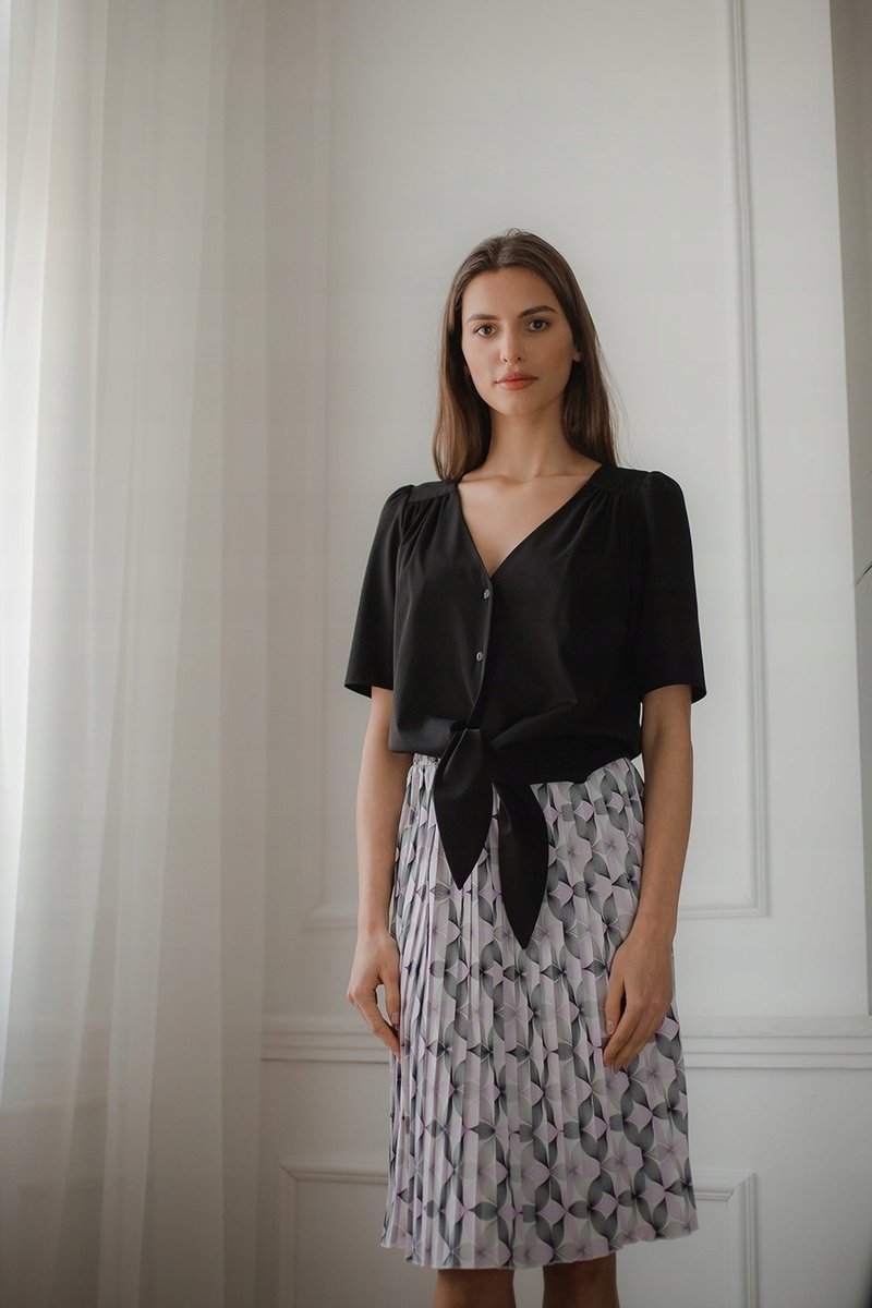 Plisowana SPÓDNICA na chrzest wzór fioletowy S/M