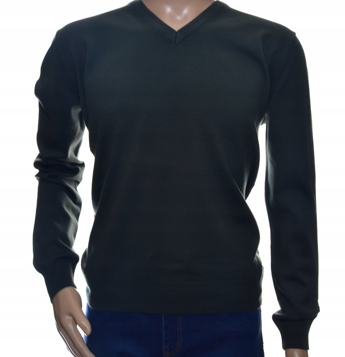 Sweter męski w szpic z kaszmiru i wełny merynosów kaszmirowy 2XL XXL szary