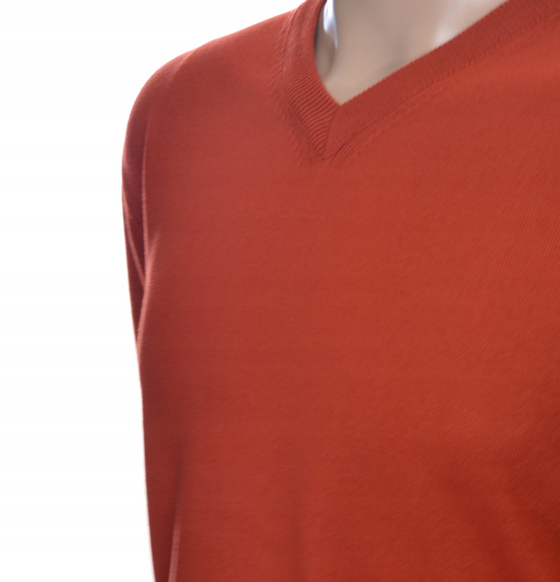 Sweter męski w szpic z kaszmiru i wełny merynosów kaszmirowy XL cynober 230