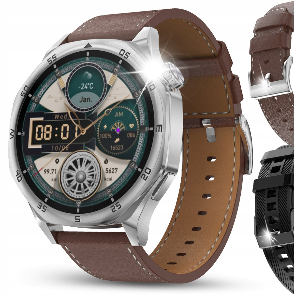 SMARTWATCH ZEGAREK MĘSKI ROZMOWY AMOLED 4GB POLSKIE MENU MP3 WODOODPORNY PL