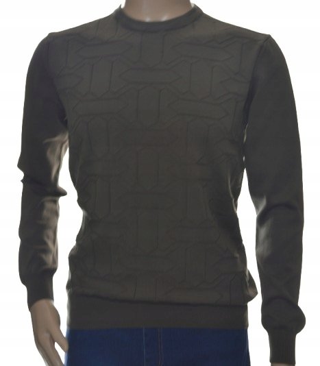 Sweter męski z bawełny elegancki bawełniany brązowy 100% bawełna 3XL XXXL