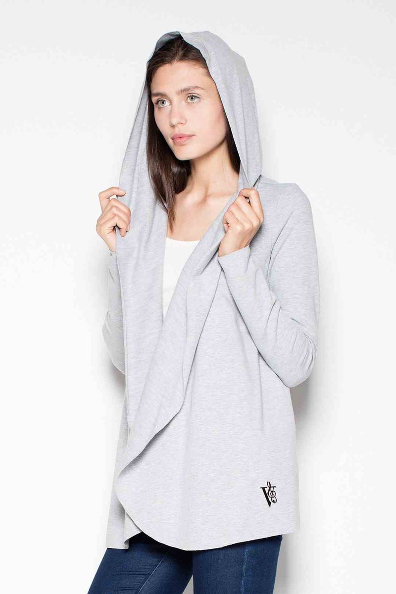 niezapinana BLUZA z kapturem szara XL