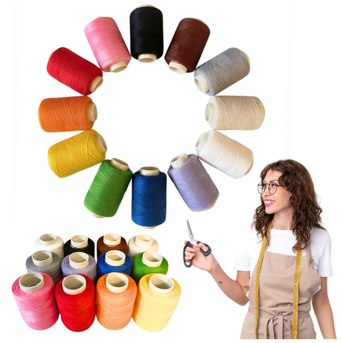 Nici do szycia ręcznego i maszynowego zestaw 12 szpulek