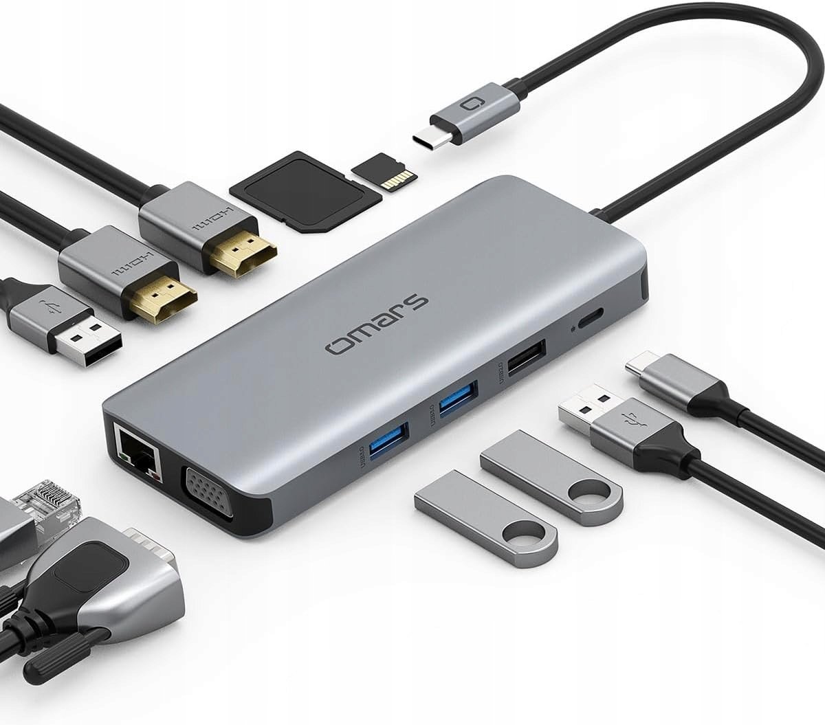 Stacja dokująca, koncentrator USB C 11 W 1 OMARS