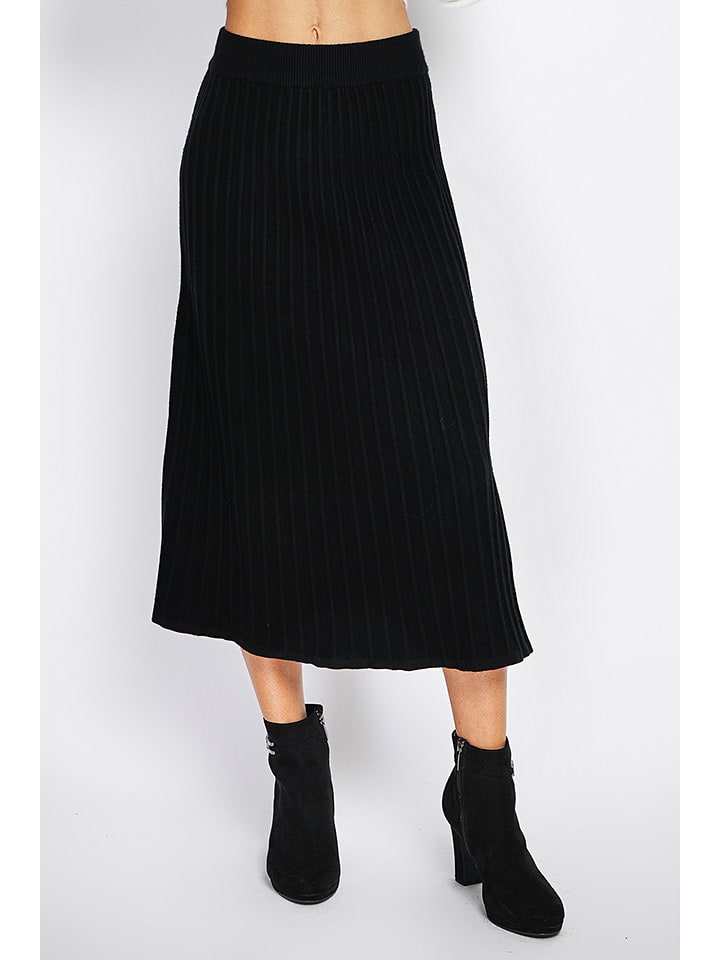 ASSUILI Kaszmirowa spódnica w kolorze czarnym