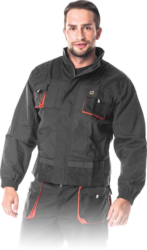 BLUZA OCHRONNA REIS FORECO-J; STALOWO-CZARNO-POMARAŃCZOWY (L)